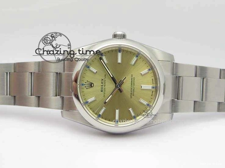 0120 Oyster Perpetual 34mm Ladies 114300 1:1 Best Edition Champagne Dial On SS Bracelet A FlexibleFit 3804